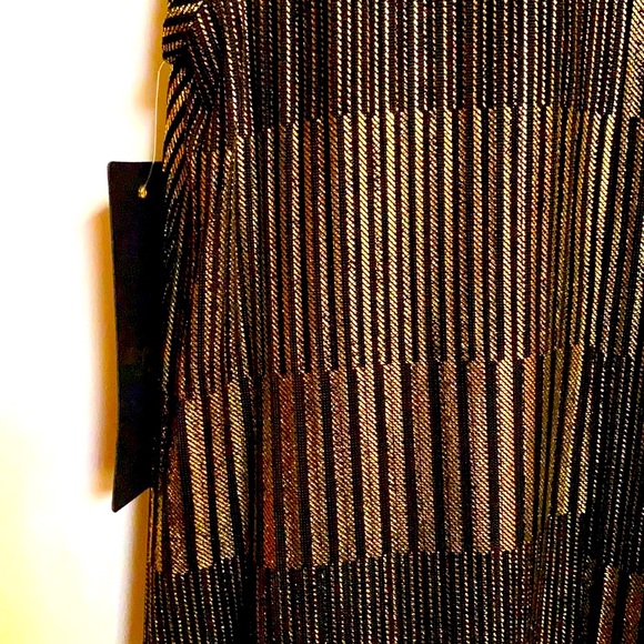 Black & Metallic Gold A-line Flouncy Mini Dress - Picture 6 of 7